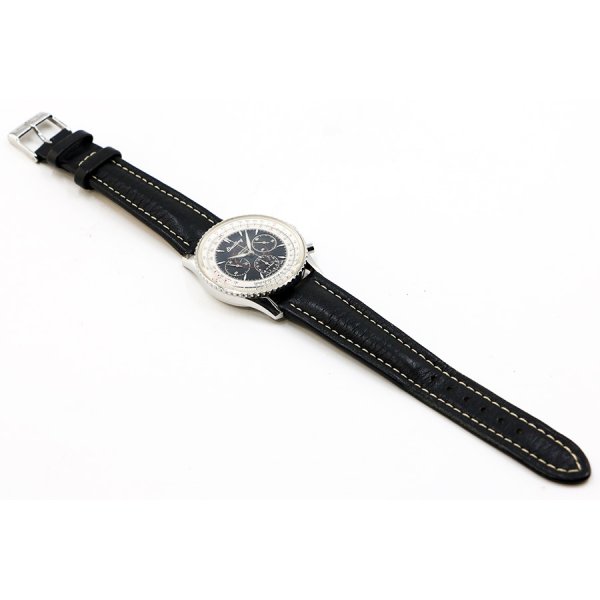 ブライトリング　ナビタイマー　モンブリラン　Ａ３００３０　黒／銀文字盤　革ベルト状態　表面