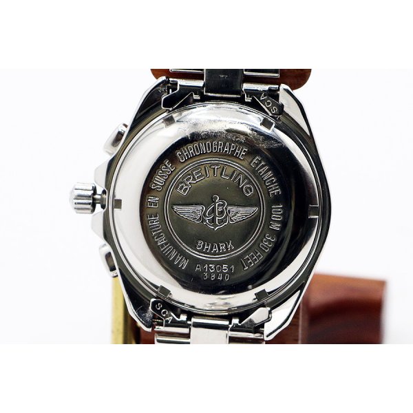 ブライトリング　クロノシャーク　Ａ１３０６１　黒文字盤　銀インダイアル　裏面拡大