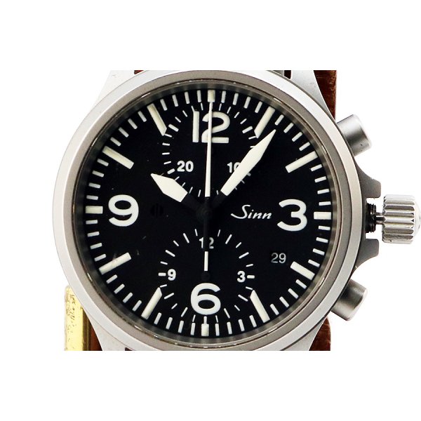 ジン　７５６　クロノグラフ　黒文字盤　表面拡大