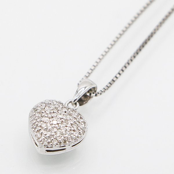 K18WG ダイアイリペンダントネックレス 0.22ct 5.60g