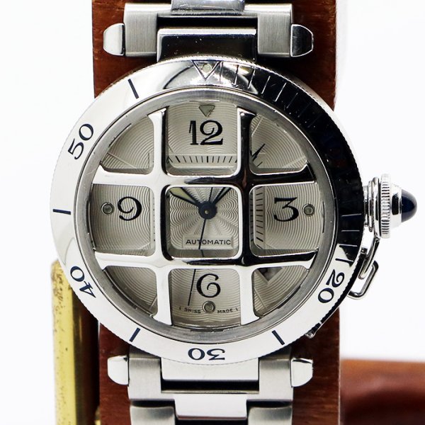 カルティエ　パシャ３８　コンベックスグリッド　Ｗ３１０５９Ｈ３　銀文字盤