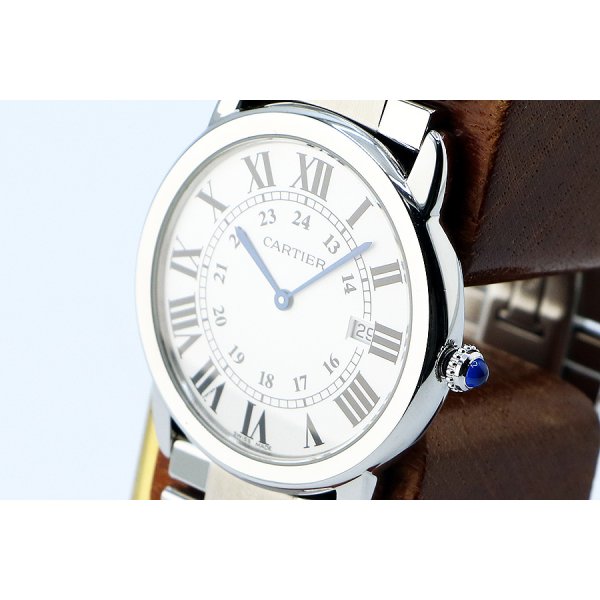 カルティエ　ロンドソロＬＭ　Ｗ６７０１００５　銀文字盤　サイド拡大
