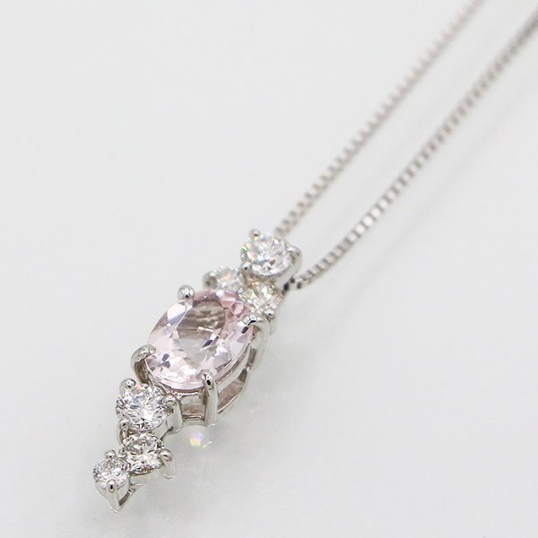 PT900/850 モルガナイトダイアイリペンダントネックレス 0.74ct 0.39ct 4.20g