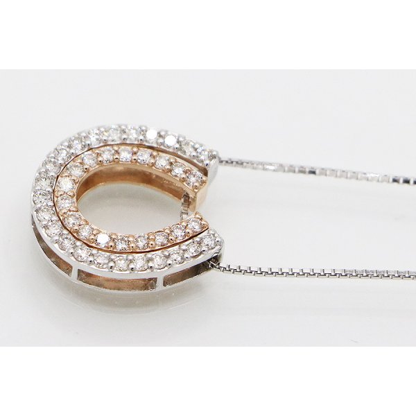 K18WG/PG ダイアイリペンダントネックレス 0.22ct 0.28ct 4.00g　サイド