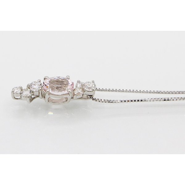 PT900/850 モルガナイトダイアイリペンダントネックレス 0.74ct 0.39ct 4.20g　サイド