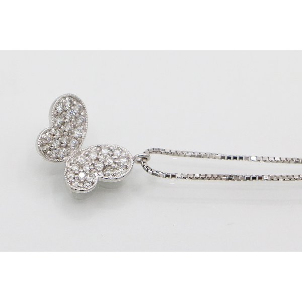 K18WG ダイアイリペンダントネックレス　0.23ct 2.80g　サイド