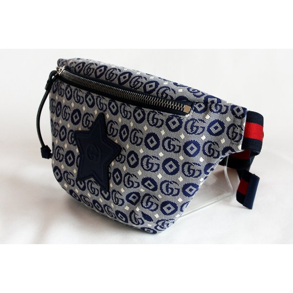 グッチ　GGスプリーム チルドレンズ ボディバック 502095 527066 ブルー　サイド