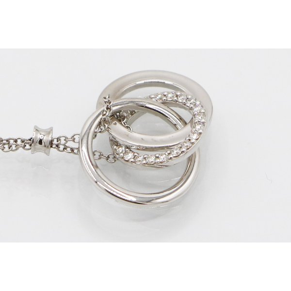 ティファニー　750WG トリプルインターロッキング ダイアイリペンダントネックレス 4.20g　拡大