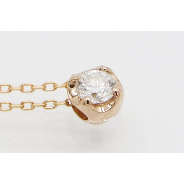 ４℃　K18PG ダイアイリペンダントネックレス1.00g　拡大