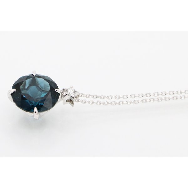 スタージュエリー K18WG ブルートパーズダイアイリペンダントネックレス 0.03ct 4.00g　サイド