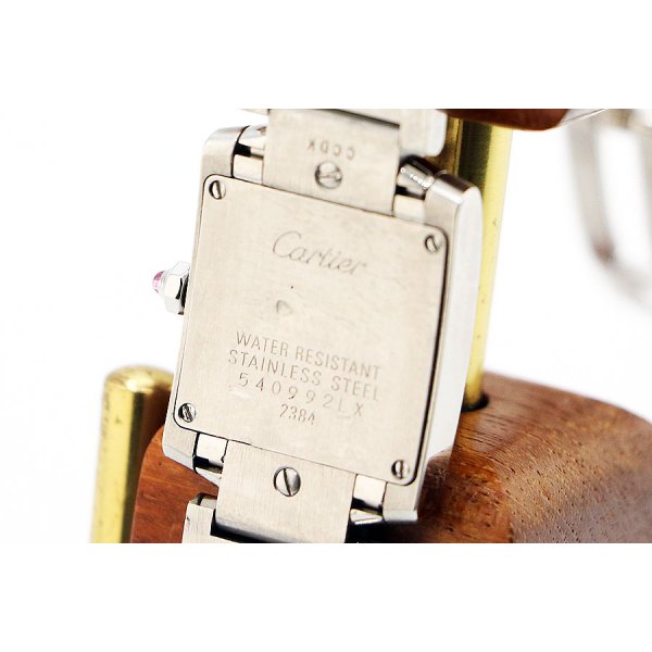 カルティエ　タンクフランセーズＳＭ　Ｗ５１０３１Ｑ３　銀文字盤　ピンクロゴ　２００６Ｘｍａｓ限定　裏面拡大