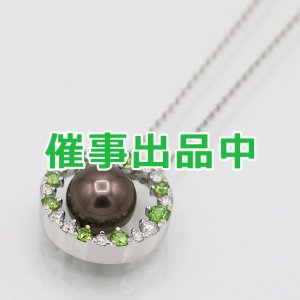 画像: ミキモト　K18WG ブラックパールデマントイドガーネットダイアイリペンダントネックレス 9.30mm 9.60g