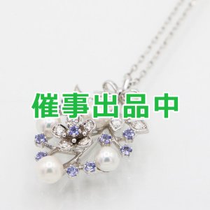 画像: ミキモト　K18WG 青色石パールダイアイリペンダントネックレス 7.70g