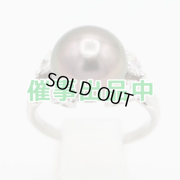 画像1: ミキモト　PT950 黒蝶パールダイアイリリング 12.00mm 0.84ct 7.40g (1)