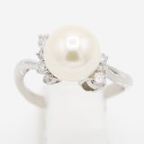 画像: PT900 パールダイアイリリング 9.00mm 0.30ct 5.20g