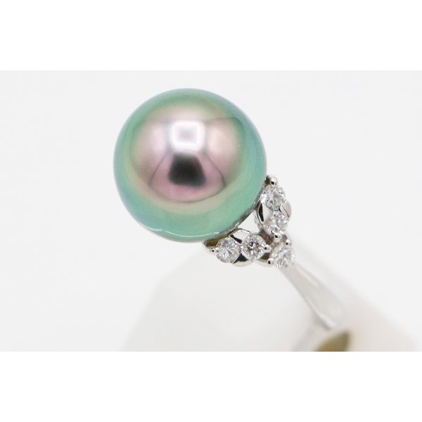 PT900 黒蝶パールダイアイリリング 11.50mm 0.30ct 6.30g　サイド
