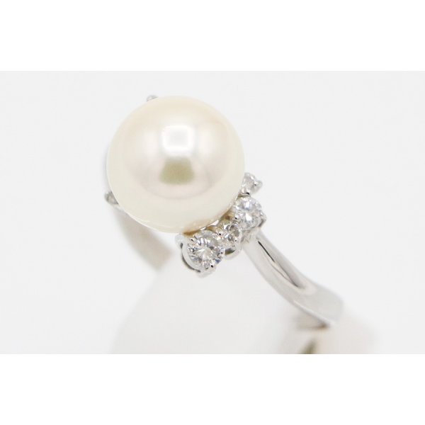 PT900 パールダイアイリリング 9.00mm 0.30ct 5.20g　サイド