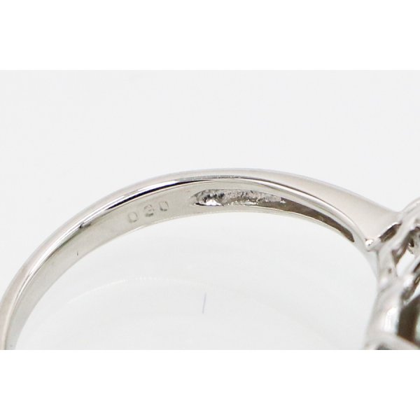 PT900 黒蝶パールダイアイリリング 11.50mm 0.30ct 6.30g　刻印(2)