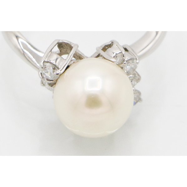 PT900 パールダイアイリリング 9.00mm 0.30ct 5.20g　拡大