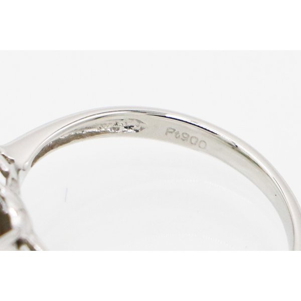 PT900 黒蝶パールダイアイリリング 11.50mm 0.30ct 6.30g　刻印