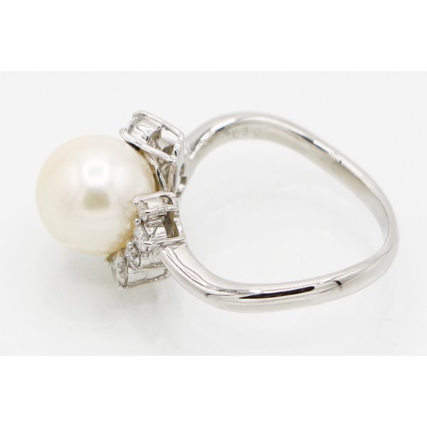 PT900 パールダイアイリリング 9.00mm 0.30ct 5.20g　刻印(2)