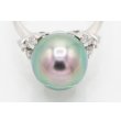 PT900 黒蝶パールダイアイリリング 11.50mm 0.30ct 6.30g　拡大