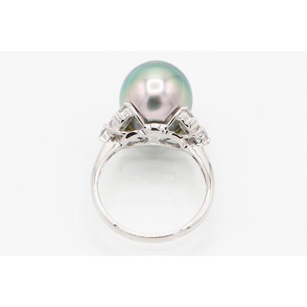 PT900 黒蝶パールダイアイリリング 11.50mm 0.30ct 6.30g　内側