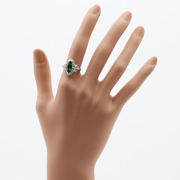 PT900 クロムトルマリンダイアイリリング 1.46ct 0.22ct 5.20g　装着イメージ(2)