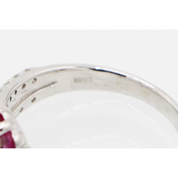 K18WG ルビーダイアイリリング 0.57ct 0.65ct 3.60g　刻印