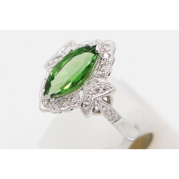 PT900 クロムトルマリンダイアイリリング 1.46ct 0.22ct 5.20g　サイド