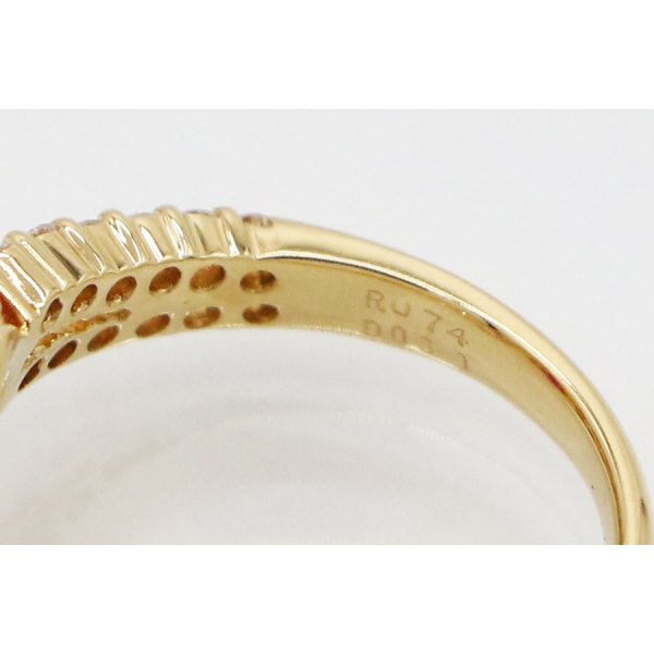 K18 ルビーダイアイリリング 0.74ct 0.60ct 4.10g　刻印(2)