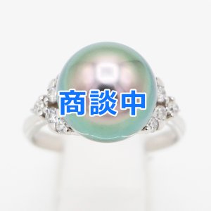 画像: PT900 黒蝶パールダイアイリリング 11.50mm 0.30ct 6.30g