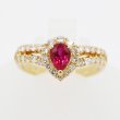 K18 ルビーダイアイリリング 0.74ct 0.60ct 4.10g