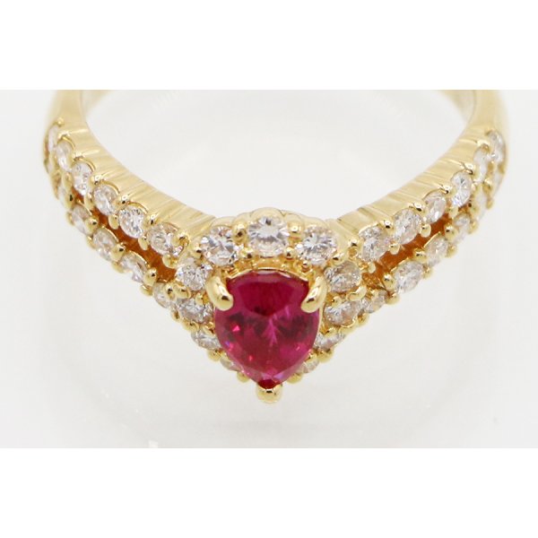 K18 ルビーダイアイリリング 0.74ct 0.60ct 4.10g　拡大