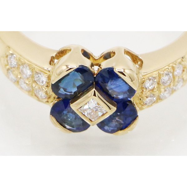 K18 サファイアダイアイリリング 1.13ct 0.20ct 4.70g　拡大