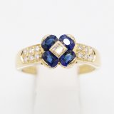 画像: K18 サファイアダイアイリリング 1.13ct 0.20ct 4.70g