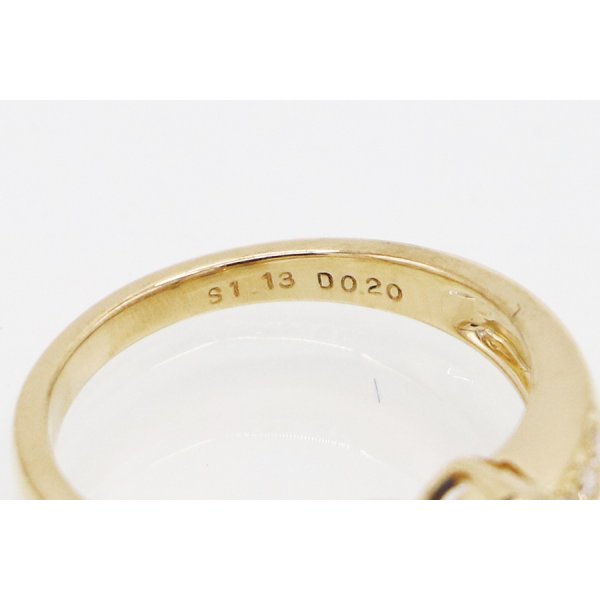 K18 サファイアダイアイリリング 1.13ct 0.20ct 4.70g　刻印(2)
