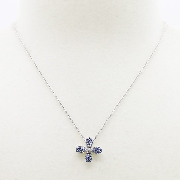 ミキモト　K18WG サファイアダイアイリペンダントネックレス 0.13ct 5.10g　装着イメージ