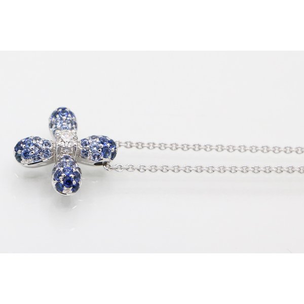 ミキモト　K18WG サファイアダイアイリペンダントネックレス 0.13ct 5.10g　サイド