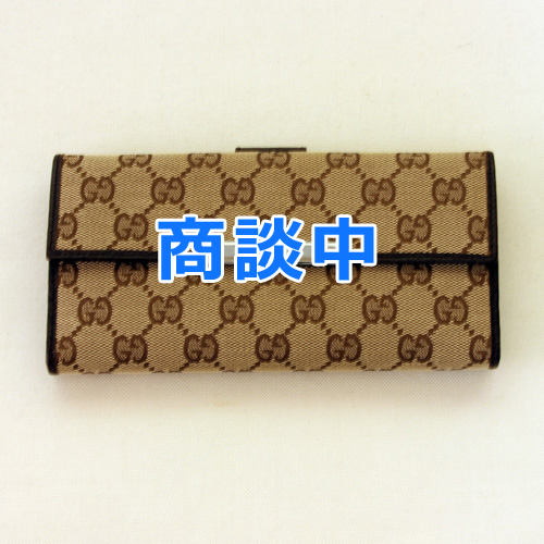 グッチ　GG柄Wホック長サイフ　112715・3661　ベージュ／ブラウン