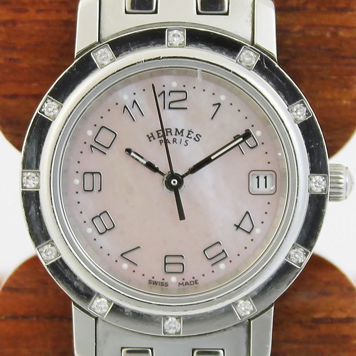 HERMES　クリッパーナクレ　CL4.210　White/Pinkシェル