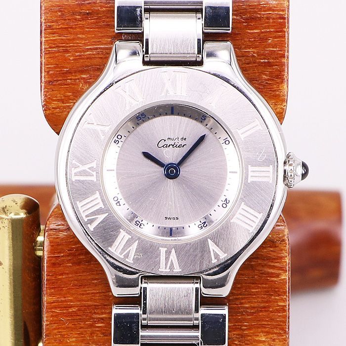 カルティエ マスト２１ １３４０ 銀文字盤 メンズ 中古腕時計