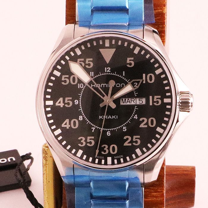 ハミルトン HAMILTON 腕時計
 黒文字盤 カーキ  オートマティック AT H784150 ブラック