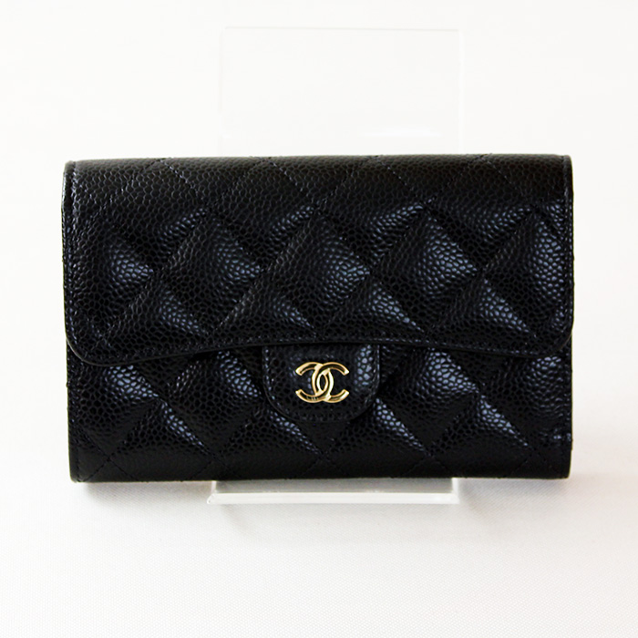 【Aランク】CHANEL シャネル ミディアム クラシックフラップウォレット マトラッセ 三つ折り財布 AP0232 Y33352 NN010 キャビアスキン ブルー【ISEYA】ファッション小物