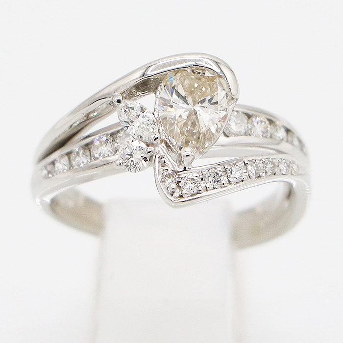 兵庫県伊丹・宝石店｜PT900 ダイアイリリング 0.88ct 0.54ct